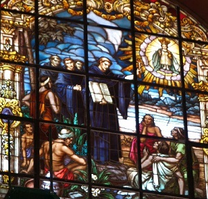 Primeros misioneros de Filipinas (vidriera de la Iglesia PP. Agustinos, Valladolid) Agustinos