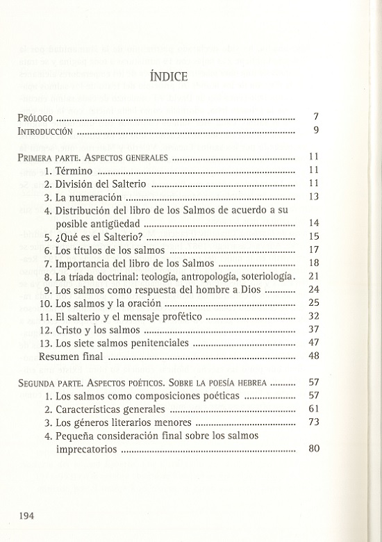 índice contenido
