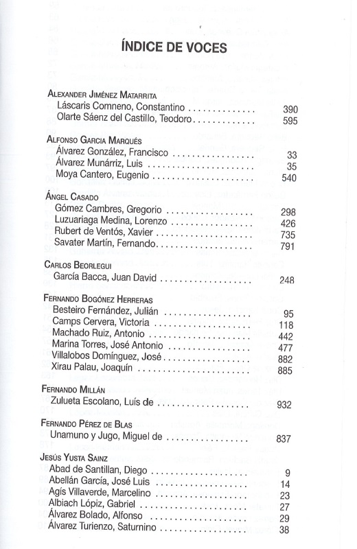 índice contenido