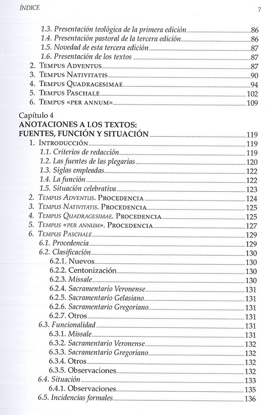 índice contenido